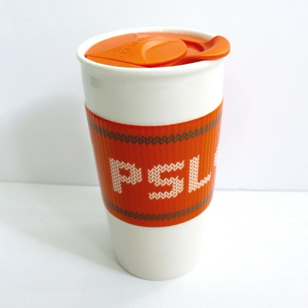 Starbucks 2016 Team PSL Orange Sleeve Ceramic Tumbler 10oz